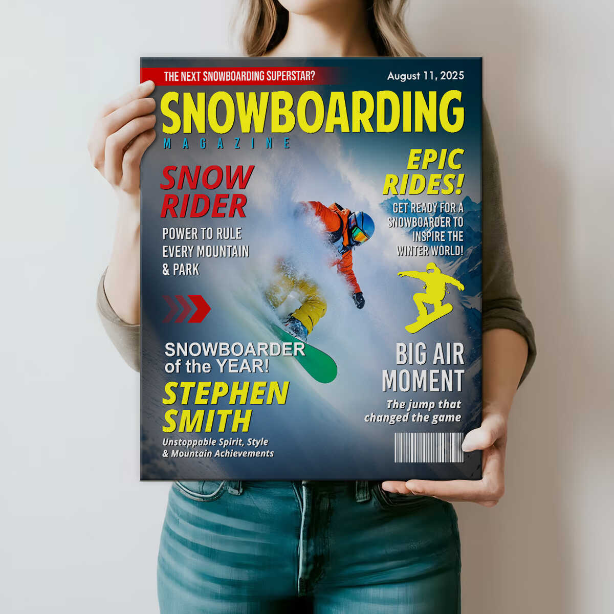 Custom Snowboarding Magazine Cover – Snowboard Gift, Gift for Snowboard Lovers