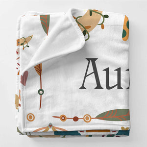 Personalized Toddler Blanket – Custom Name Boho Rainbow Baby Blanket, Unique Baby Shower Gift for Newborn & Kids