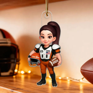 Proud American Football Player - Personalized Acrylic Ornament - Gift For Football Lovers, Grandson, Son, Husband