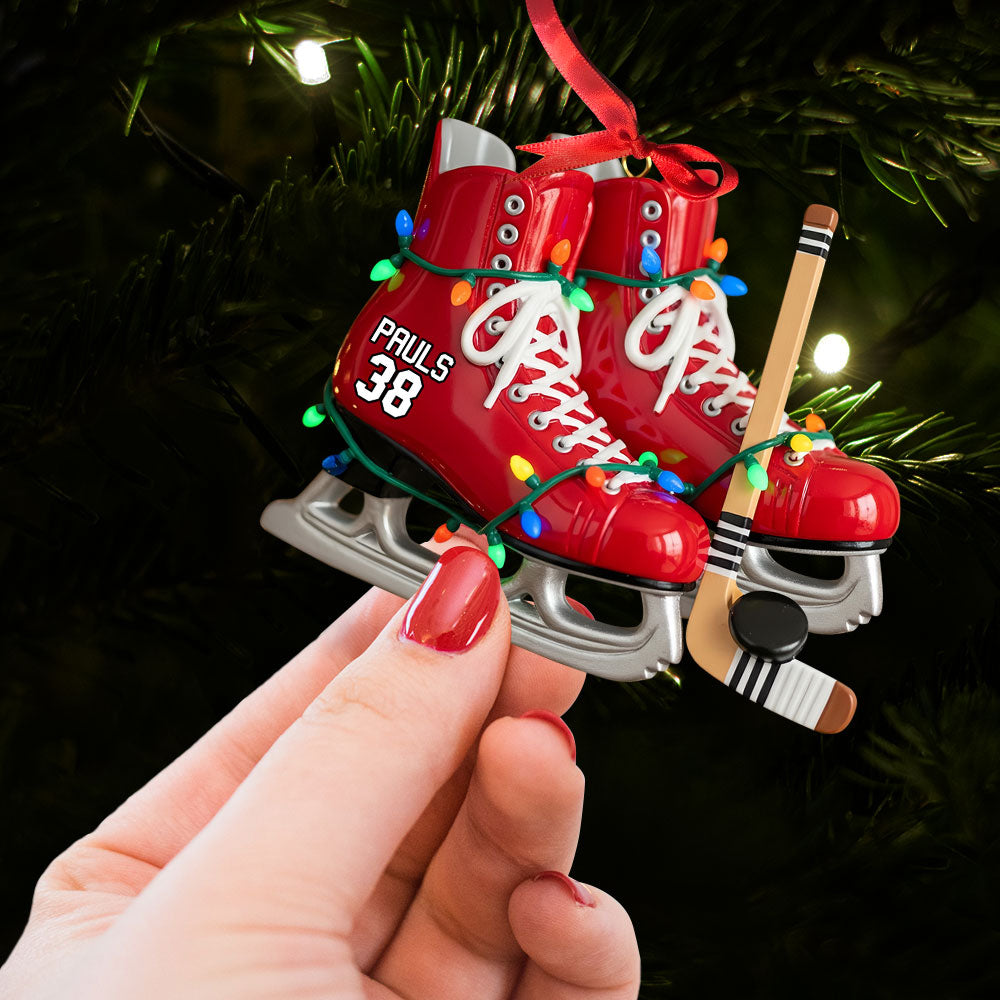 Ice Hockey Skates Ornament - Personalized Gifts For Ice Hockey Lovers