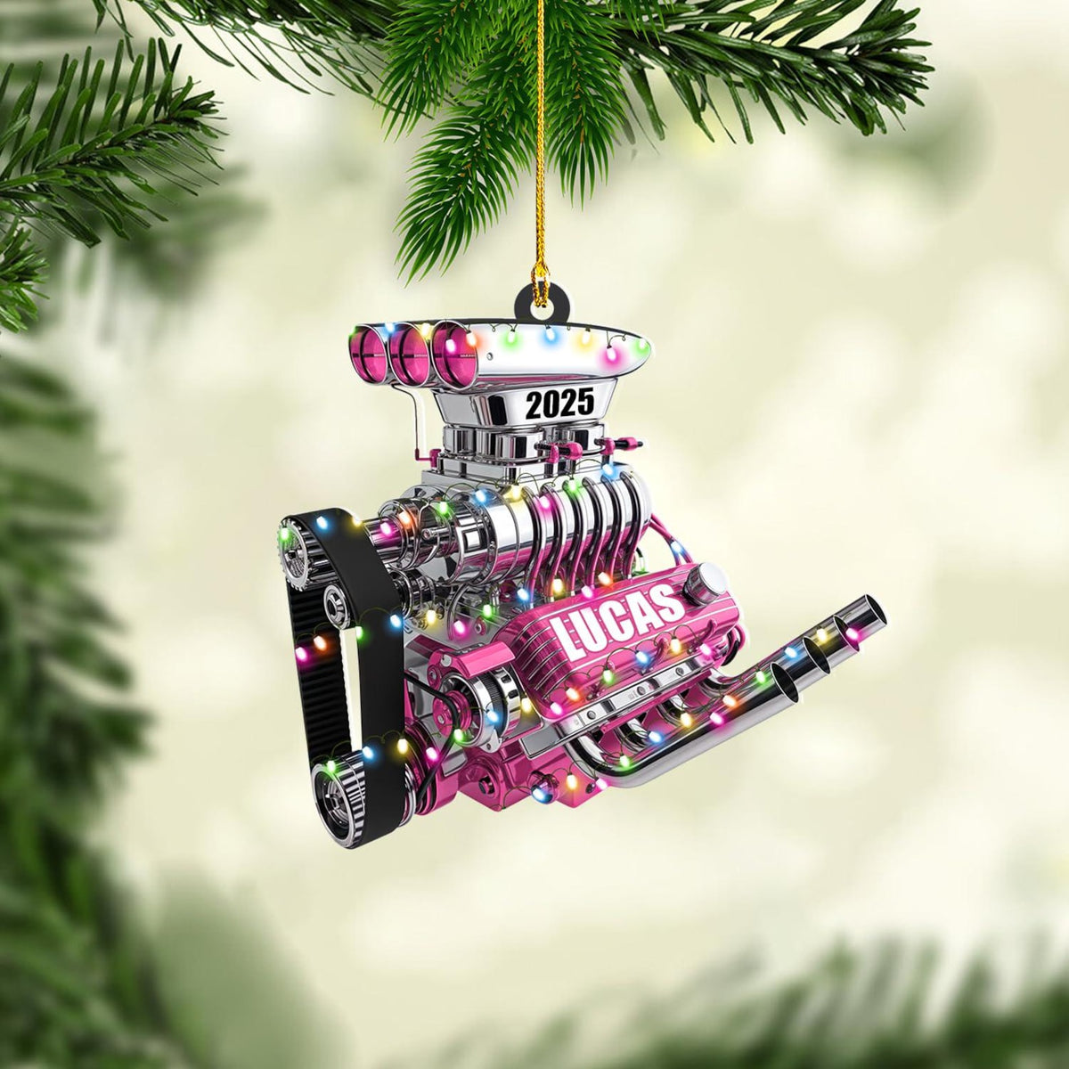 Drag Racing Hot Rod V8 Engine, Custom Drag Racing Ornament