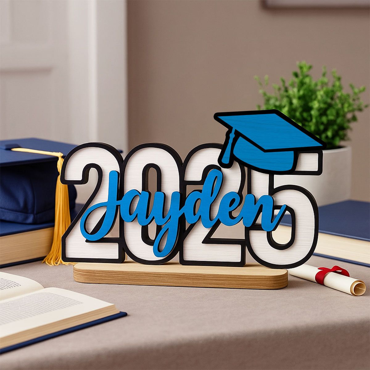 2025 Graduation Senior Personalized 2-Layer Standing Wooden Plaque
