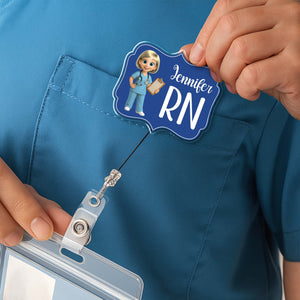 Custom Cheerful Cartoon Nurse Badge Reel,Acrylic Badge Reel,Gift For Nurses and Healthcare Workers