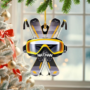 Personalized Skiing Christmas Ornament,Acrylic Engraved Gift