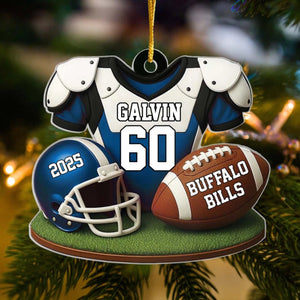 American Football Player Uniform - Personalized Acrylic Ornament, Gift For Football Player, Football Family Holiday Decor