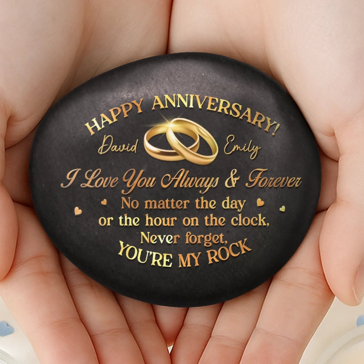 Custom Printed Rock - Personalized Anniversary Wedding Gifts For Husband And Wife, Him And Her - My Daily Dose Of Happy