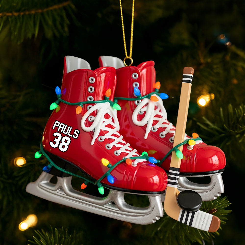 Ice Hockey Skates Ornament - Personalized Gifts For Ice Hockey Lovers
