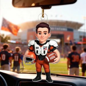 Proud American Football Player - Personalized Acrylic Ornament - Gift For Football Lovers, Grandson, Son, Husband