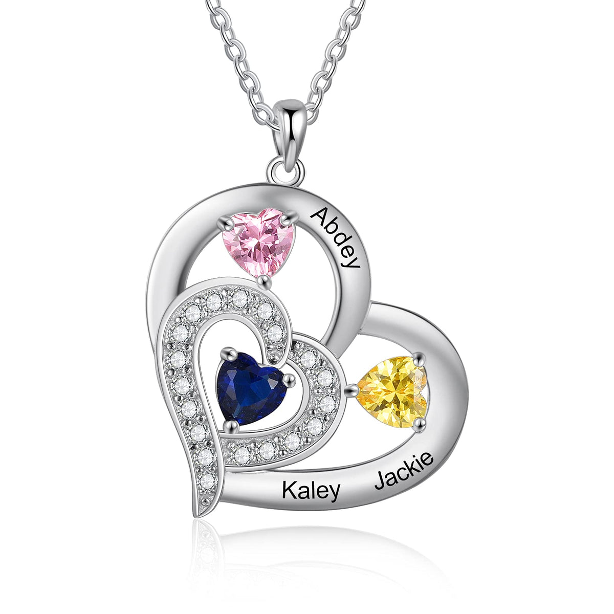 Personalized Birthstone Heart-shaped Necklace - Mother Necklace