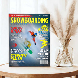 Custom Snowboarding Magazine Cover – Snowboard Gift, Gift for Snowboard Lovers