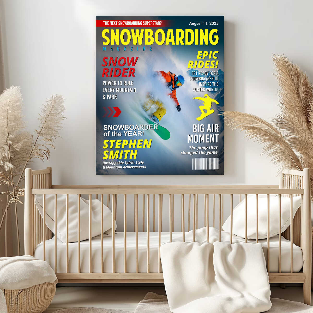 Custom Snowboarding Magazine Cover – Snowboard Gift, Gift for Snowboard Lovers