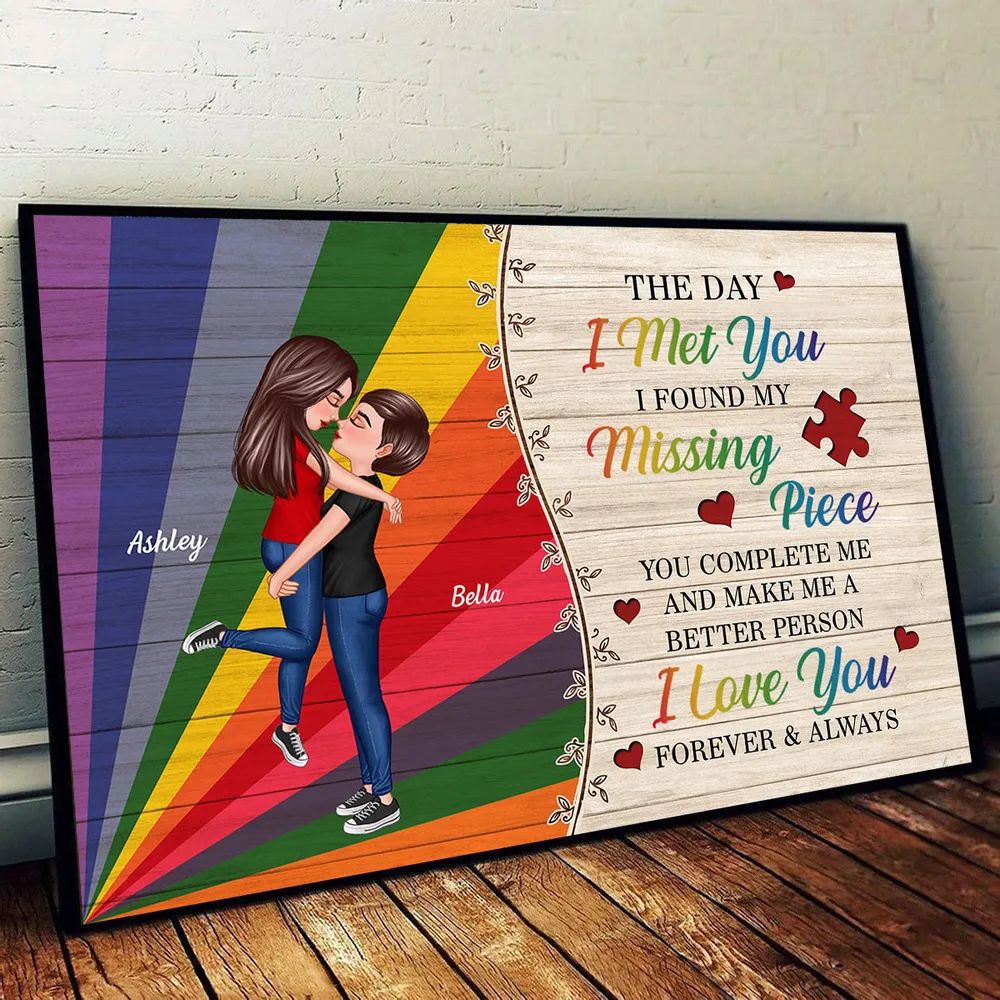 The Day I Met You Couple LGBT Personalized Poster, Pride Month Gift