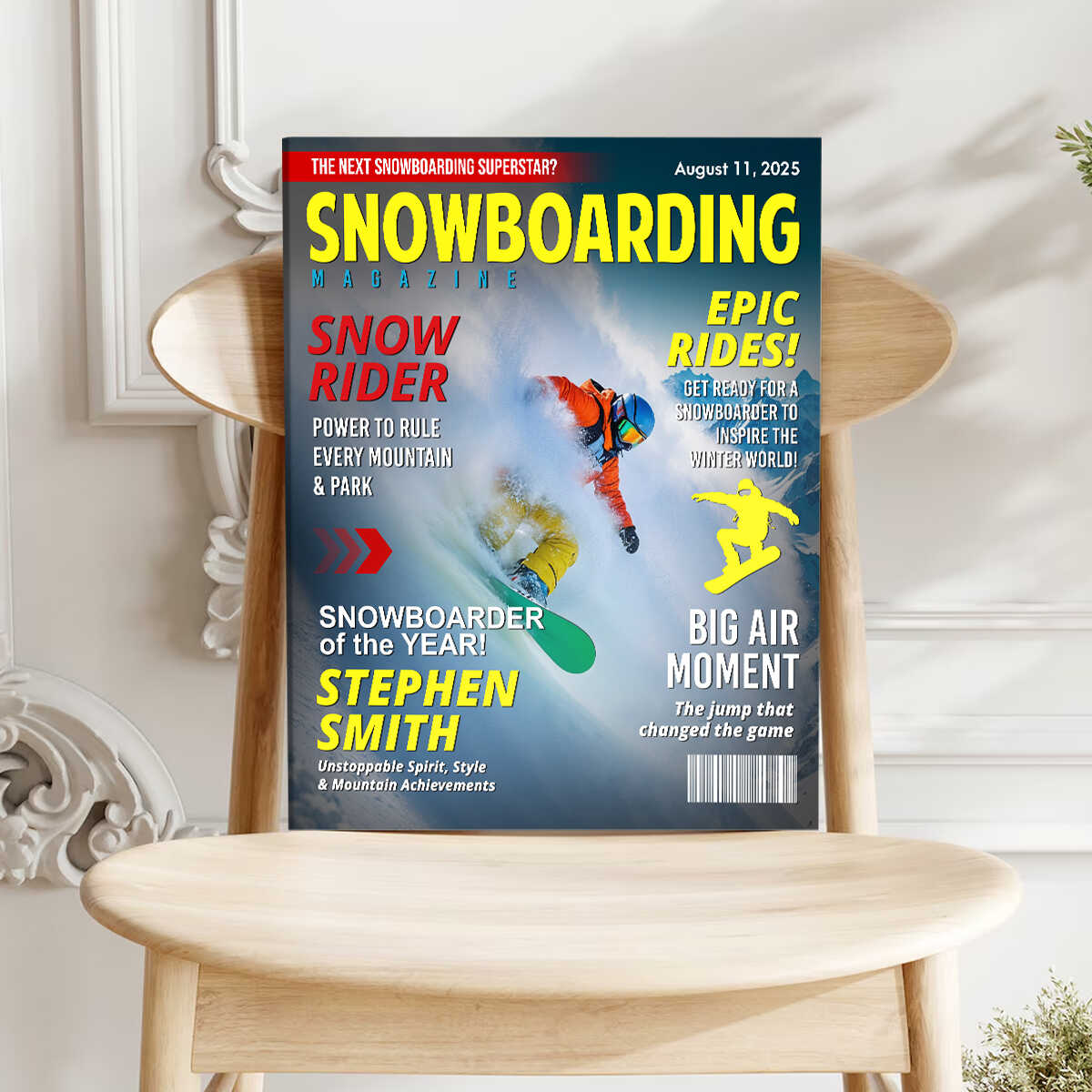 Custom Snowboarding Magazine Cover – Snowboard Gift, Gift for Snowboard Lovers