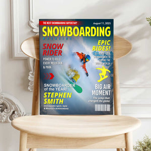 Custom Snowboarding Magazine Cover – Snowboard Gift, Gift for Snowboard Lovers