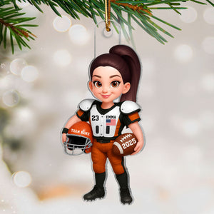 Proud American Football Player - Personalized Acrylic Ornament - Gift For Football Lovers, Grandson, Son, Husband