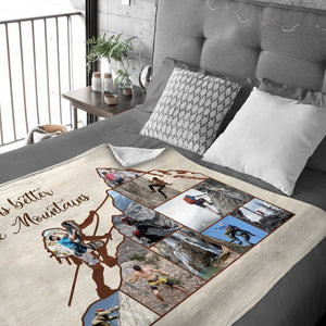 Custom Rock Climbers Gift, Personalized Mountain Climber Photo Gift, Climbing Gift for Him, Man Rock Climber Blanket