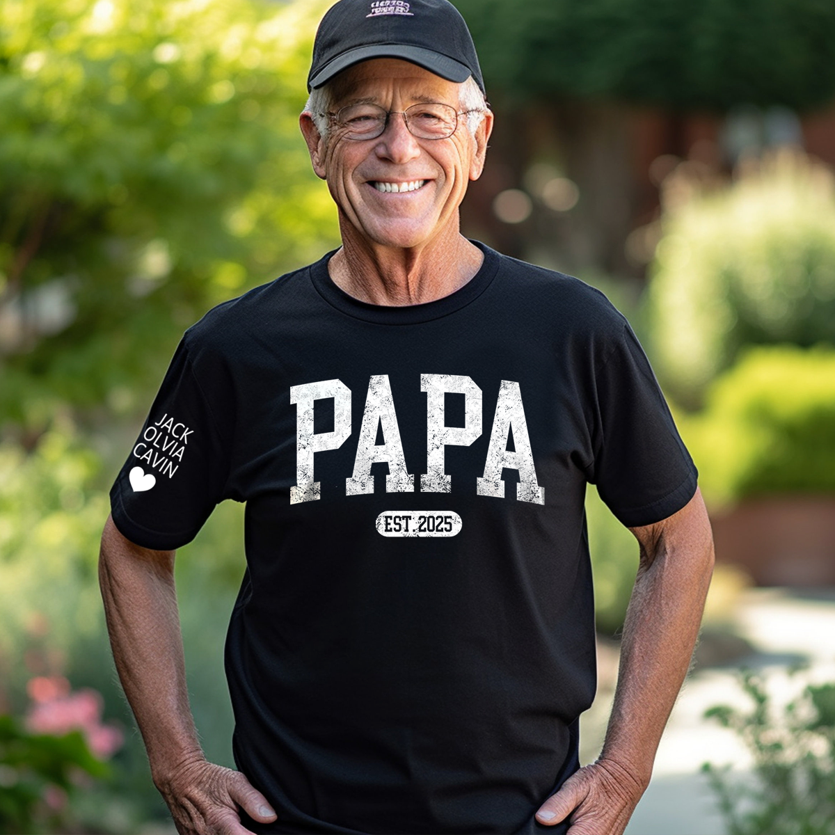 Personalized Papa T Shirt With Est Year,  Gift for Papa,dad,grandpa