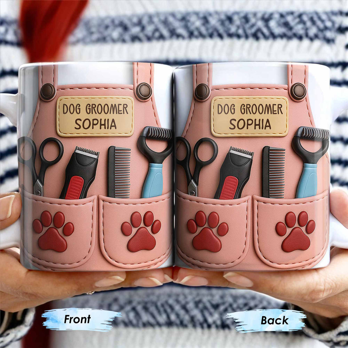 Personalized Dog Groomer, Scissors And Paw Prints Mug, Gift For Pet Care Professionals And Dog Lovers