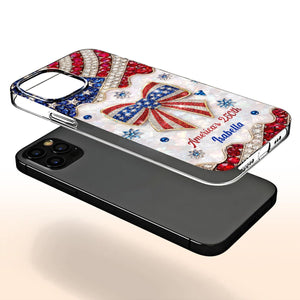 4th of July America's 250th Flag & Bow Personalized Phone Case