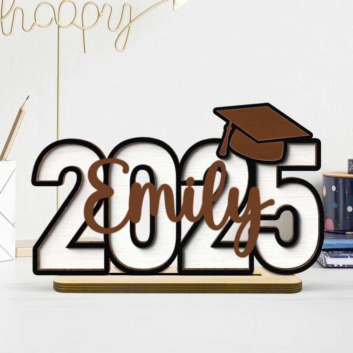 2025 Graduation Senior Personalized 2-Layer Standing Wooden Plaque