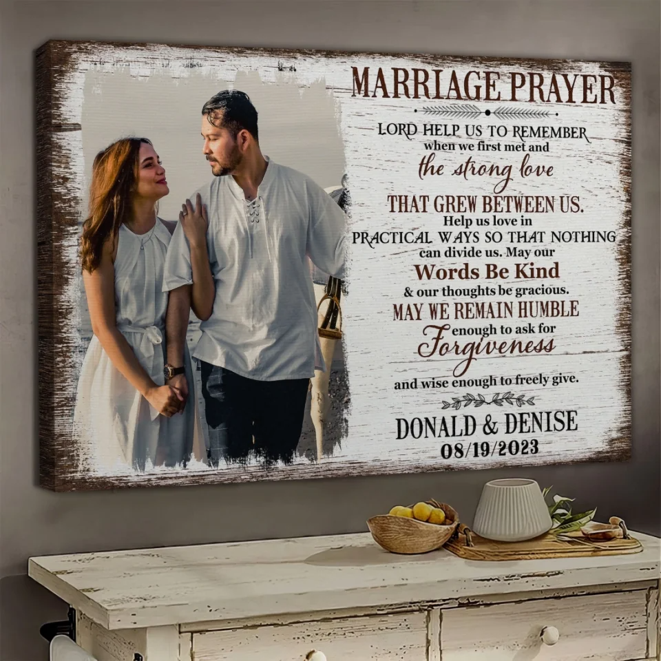 Personalized Canvas Prints, Custom Photo, Gift For Wedding Shower Marriage Prayer Canvas