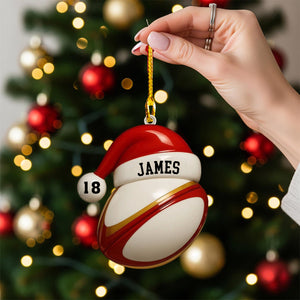 Santa Hat - Personalized Rugby Lacrosse Cricket Boxing Wood Ornament Gift For Sports Fans And Athletes