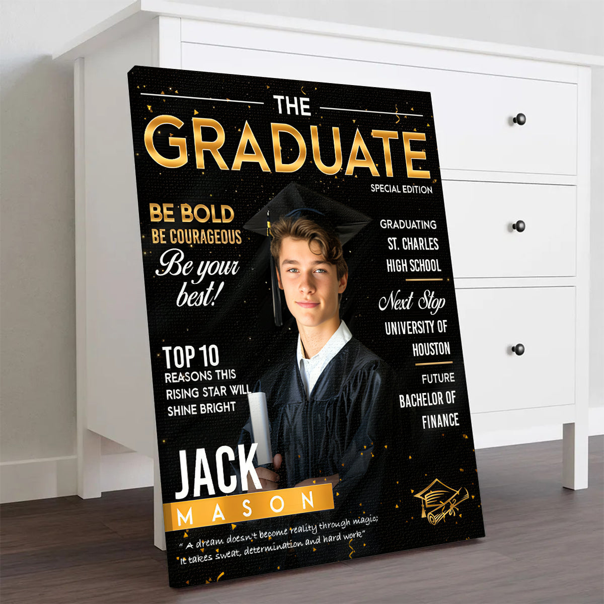 Graduation Magazine Cover Canvas, Graduation Photo Canvas, Personalized Graduation Print