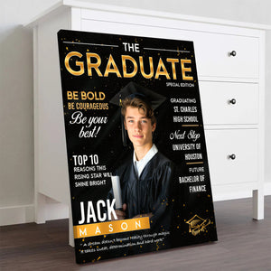 Graduation Magazine Cover Canvas, Graduation Photo Canvas, Personalized Graduation Print