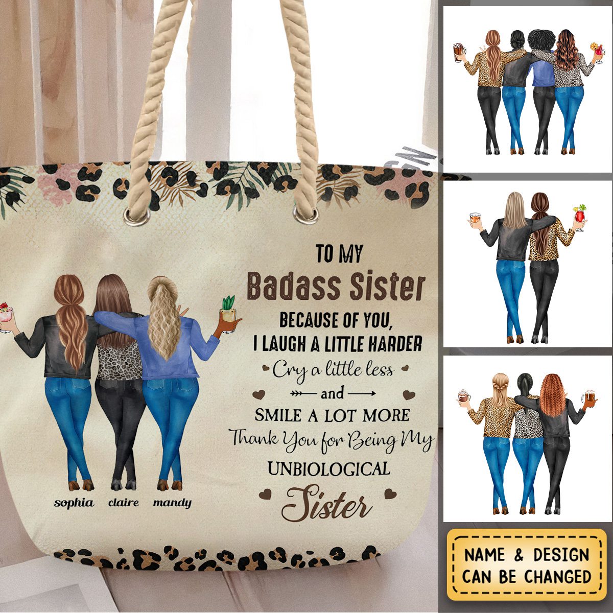 Because Of You I Laugh A Little Harder Friendship - Personalized Beach Bag