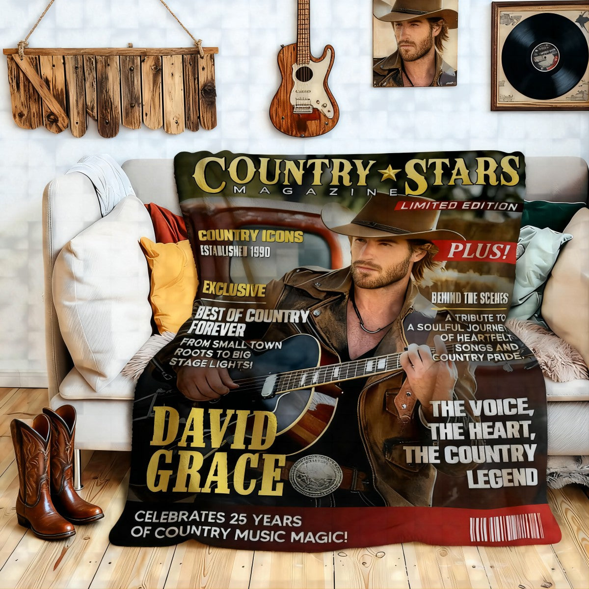 Personalized Country Stars Magazine Blanket, Custom Country Stars Photo, Cool Gift For Music Lover