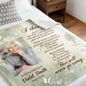 Personalized Memorial Blanket, I Thought of You Today Remembrance Fleece Blanket, Memorial Sympathy Gift for Loss of Loved Ones in Heaven