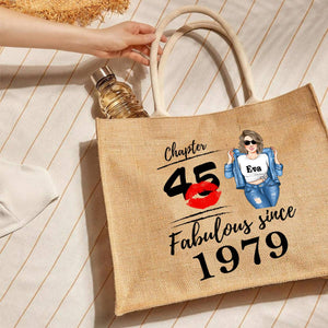 Fabulous Since - Personalized Jute Tote Bag - Birthday Loving Gift