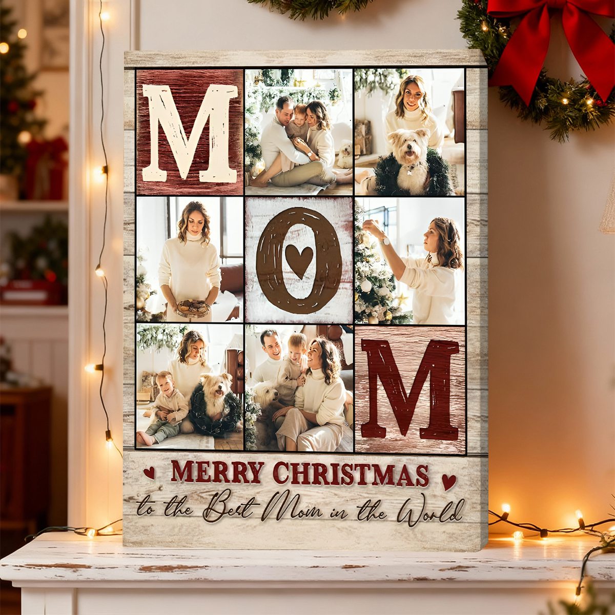 Mom Custom Photo Collage Canvas Poster, Personalized Christmas Gift From Daughter To Mother