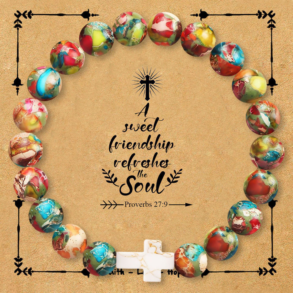 Natural stone cross bracelet