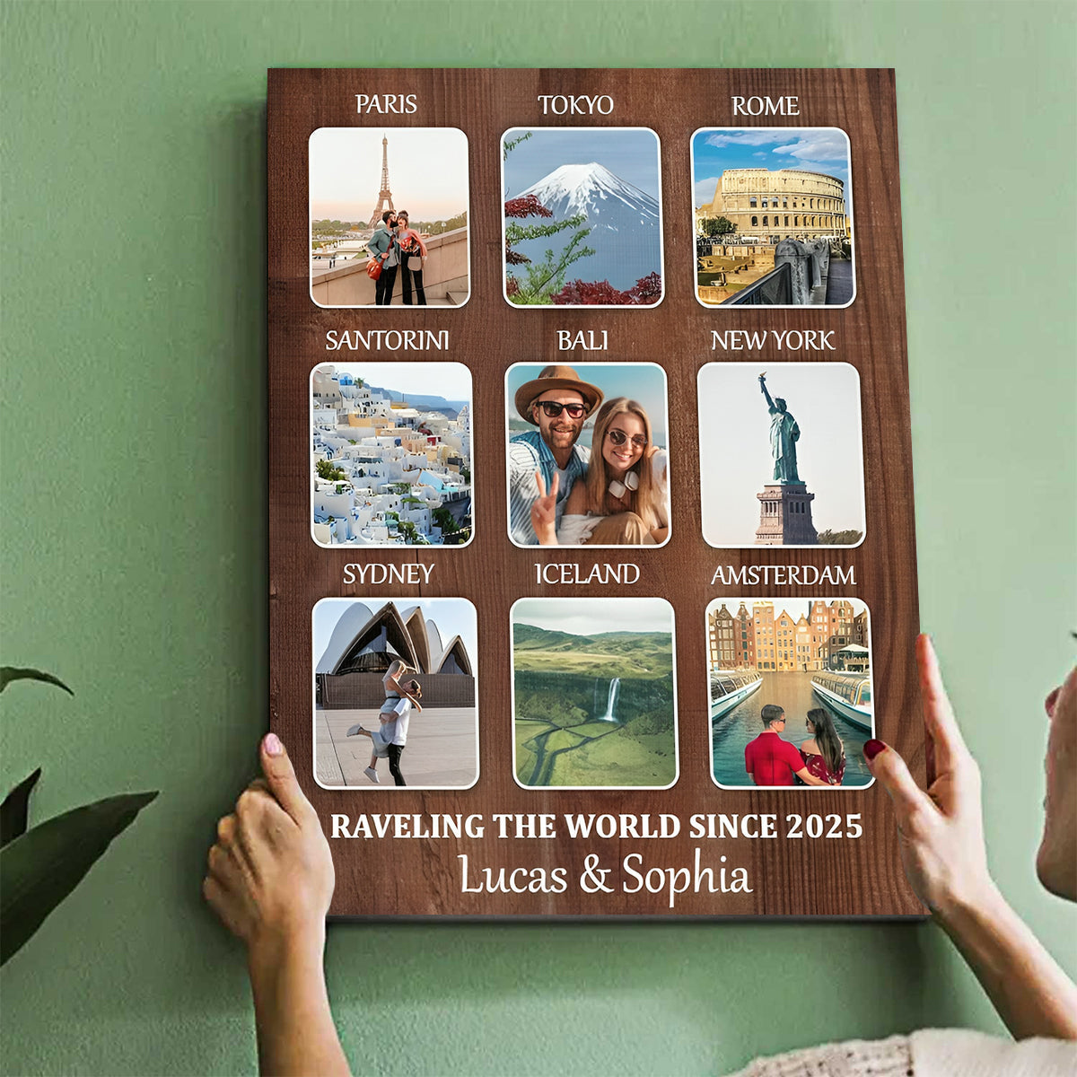Personalized Travel Memories Collage Canvas – Favourite Places Travel Gift, Choose Your Locations & Text, Custom Souvenir Gift For Travel Lovers