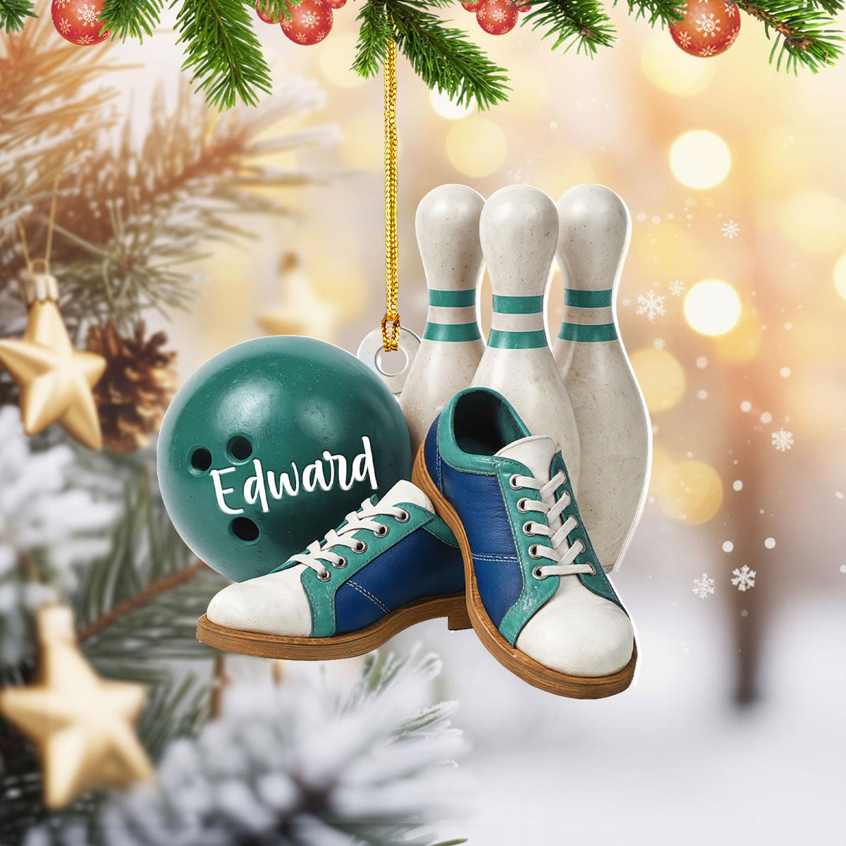 Custom Name Bowling Ornament, Personalized Christmas Gift For Bowling Lover