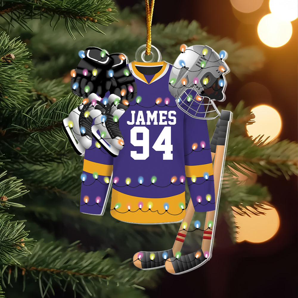 Hockey Apparel and Equipment Personalized Christmas Acrylic Ornament