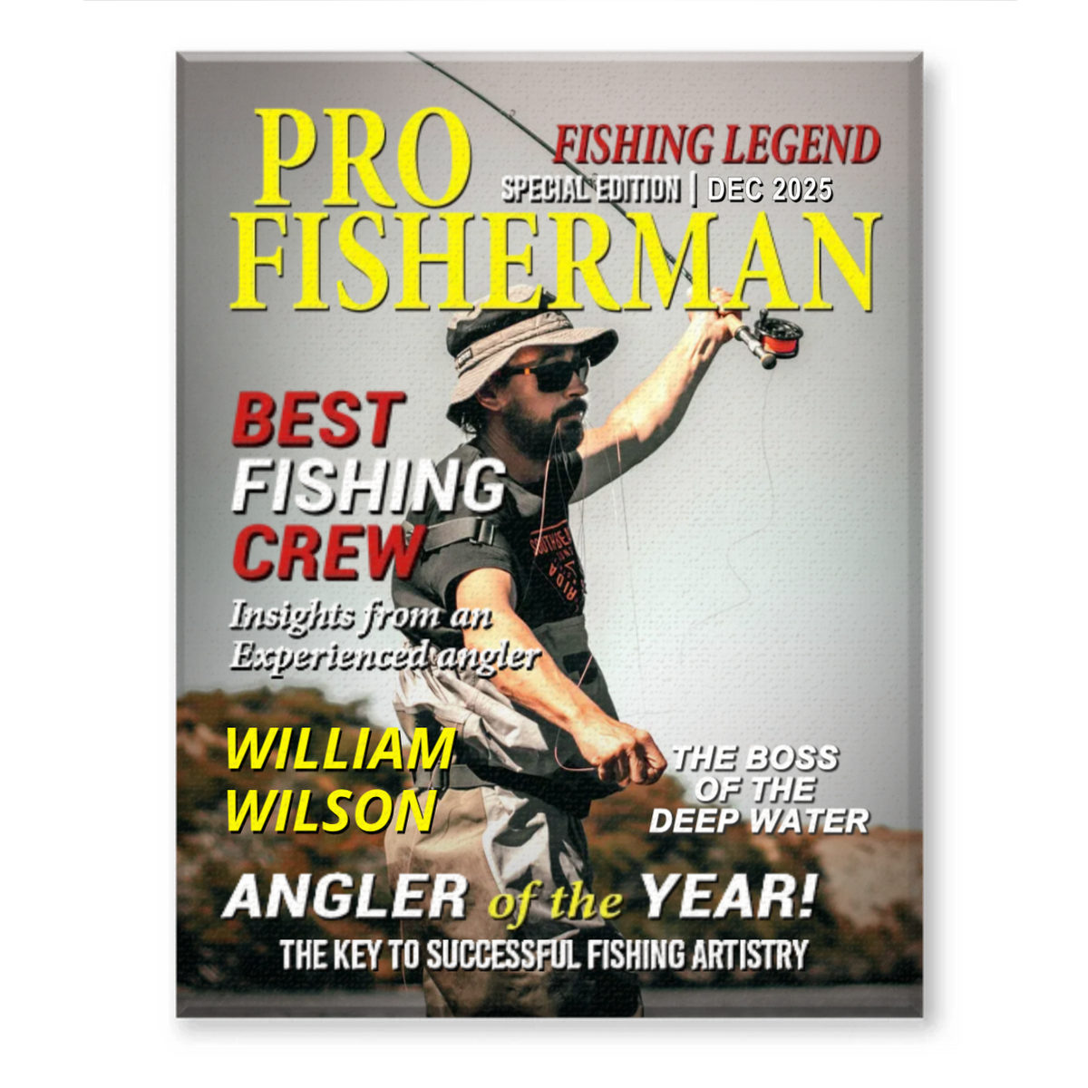 Custom Photo Hooked On Greatness Fishing Magazine Cover, Personalized Fishing Gifts for Men, Funny Gift for Fisherman
