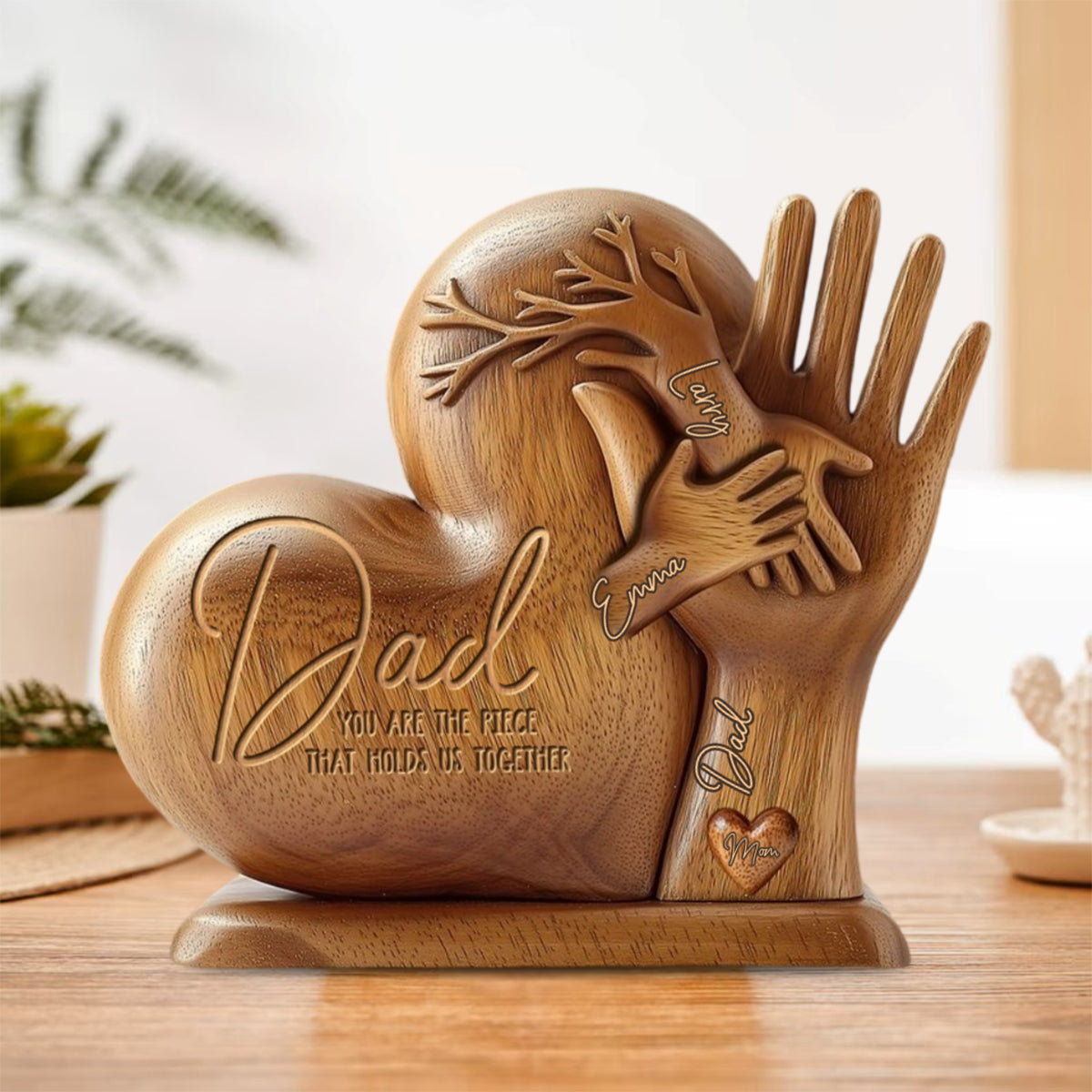 Dad You Are The Piece That Holds Us Together - Personalized Father Heart Shaped Acrylic Plaque