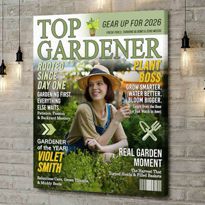 Personalized Gardener Magazine Cover Canvas Poster, Gardening Gift for Mom Grandma Plant Lover