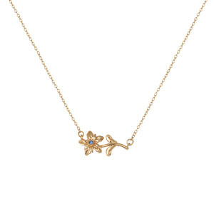 Birth Flower Necklace - Dainty Horizontal Flower Charm