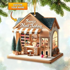 Personalized Custom Name Nail Salon Ornament, Nail Salon Christmas Decoration