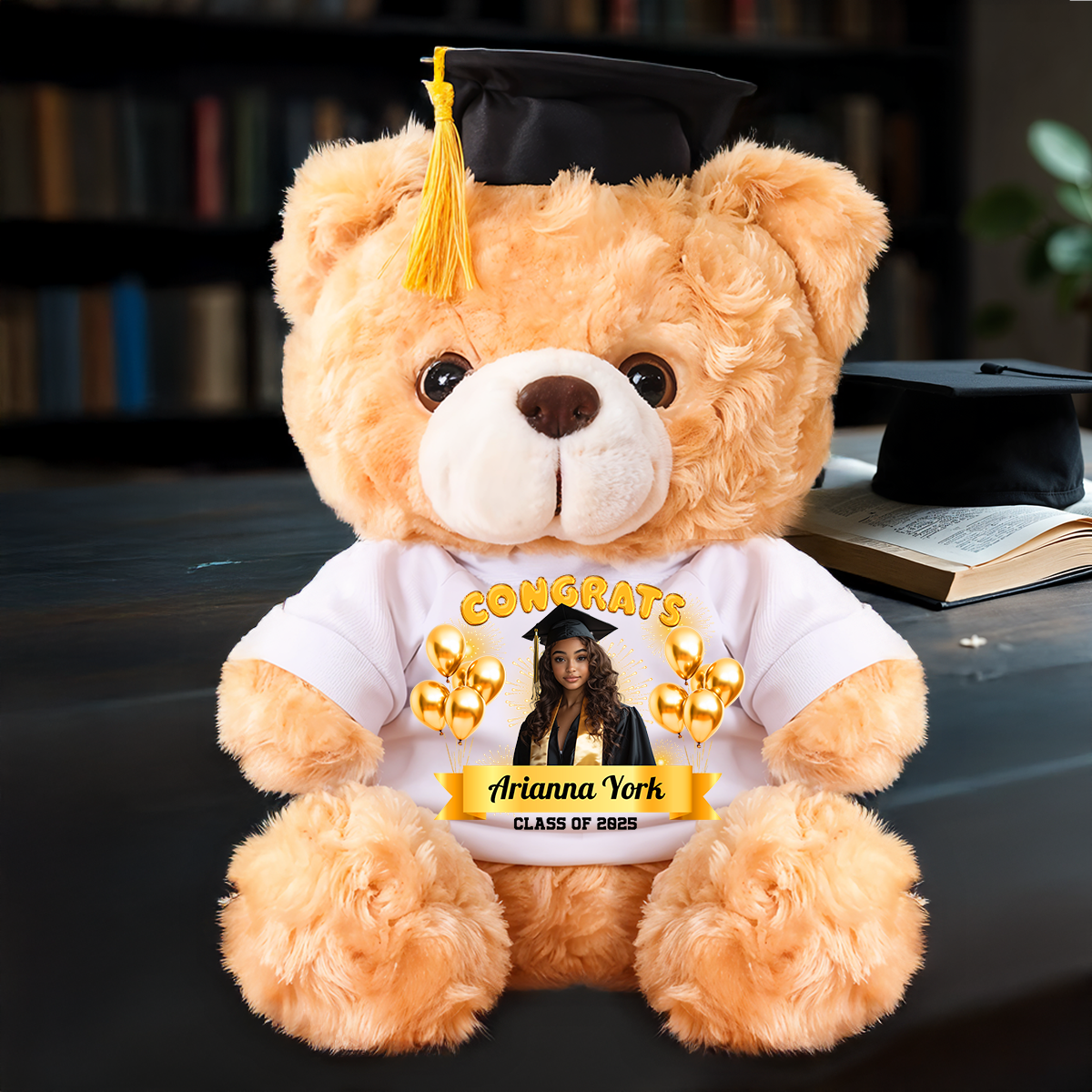 Family Personalized Custom Graduation Litter Bear Plush - Graduate Bear With Cap