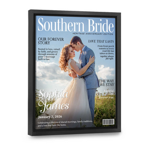 Southern Bride Magazine Cover, Personalized Wedding Canvas, Timeless Southern Love Keepsake