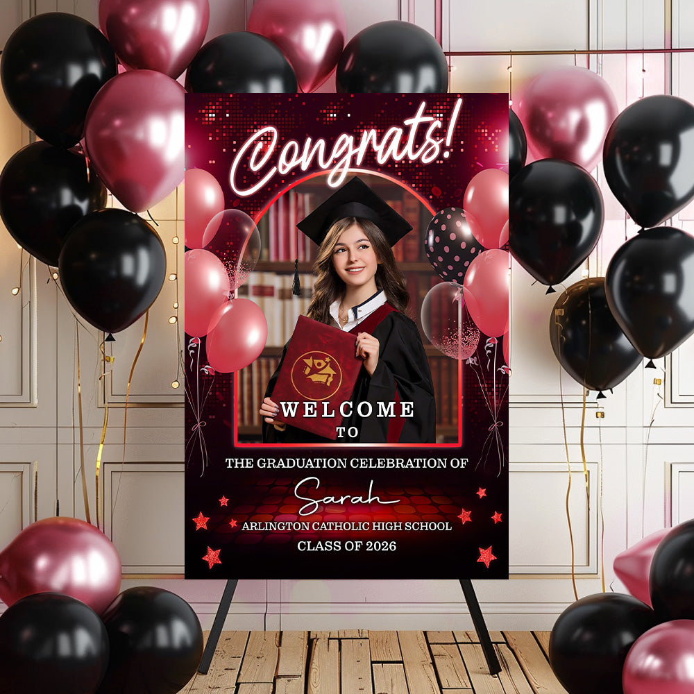 Personalized Graduation Welcome Sign Canvas - Custom Photo Graduation Gifts