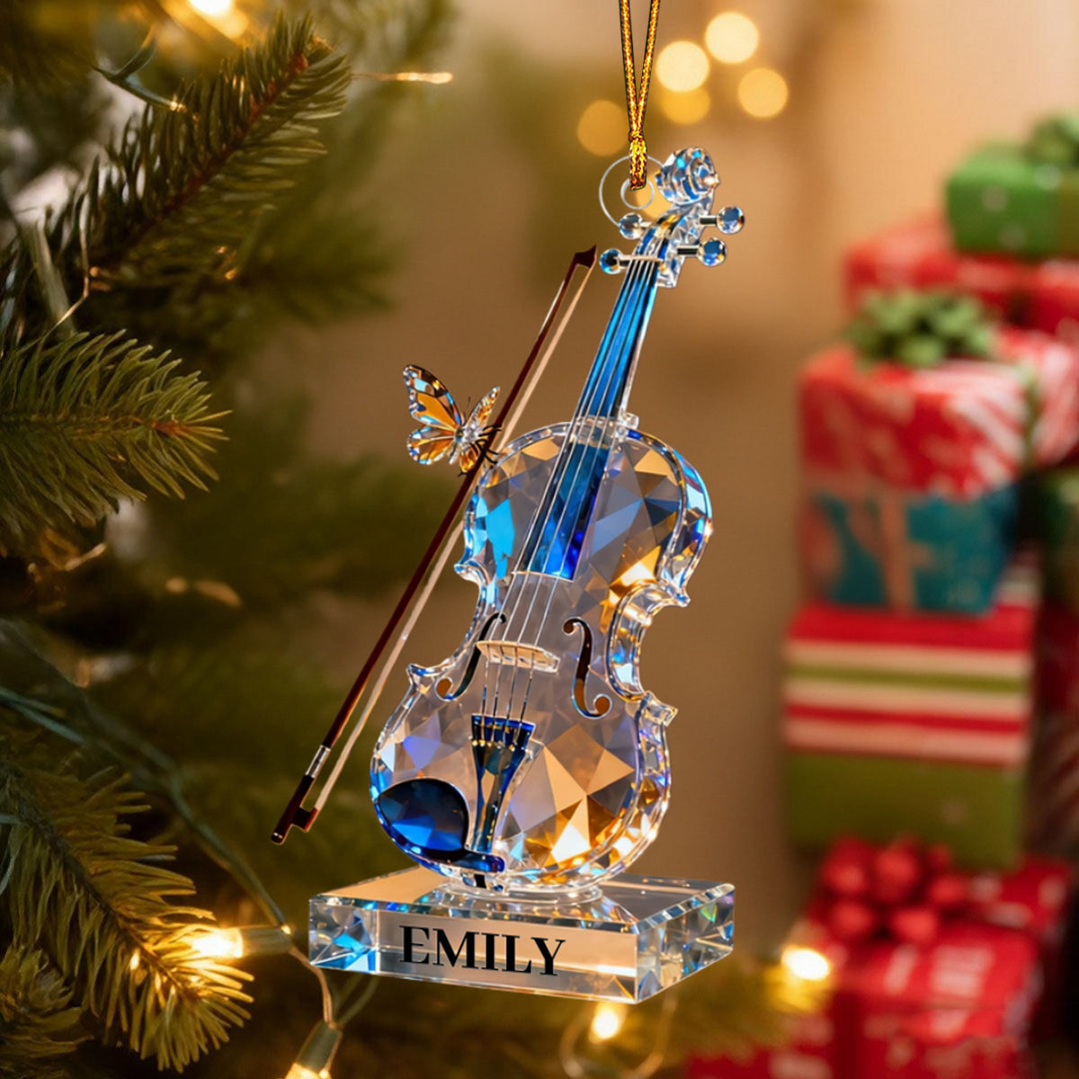 Personalized Violin Music Crystal Effect Ornament,Gift for Violinist