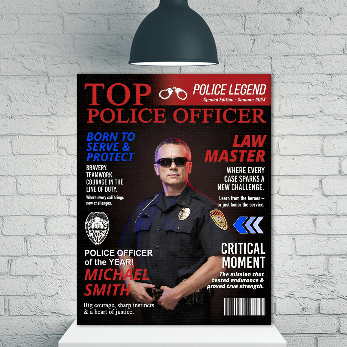 Personalized Police Officer Magazine Cover, Police Appreciation Gift, Unique Cop Gift Idea, Police Officer Gifts, Custom Police Retirement or Promotion Gift