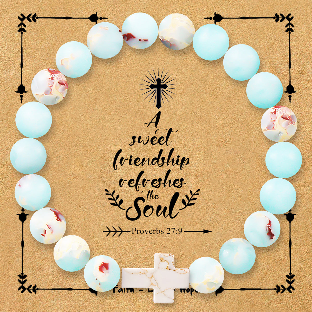Natural stone cross bracelet