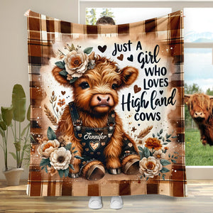 Just A Girl Who Loves Highland Cows Personalized Fleece Blanket