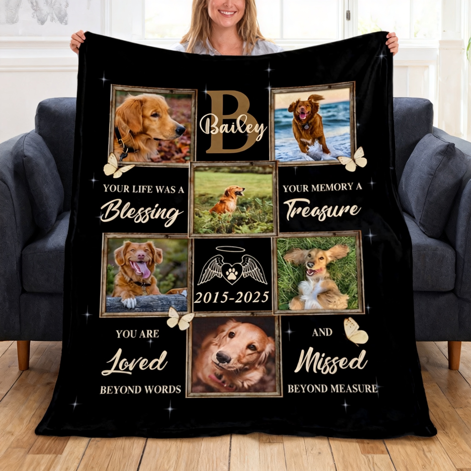 Personalized Pet Blanket Pet Memorial Gifts Pet Loss, Pet Sympathy Gift